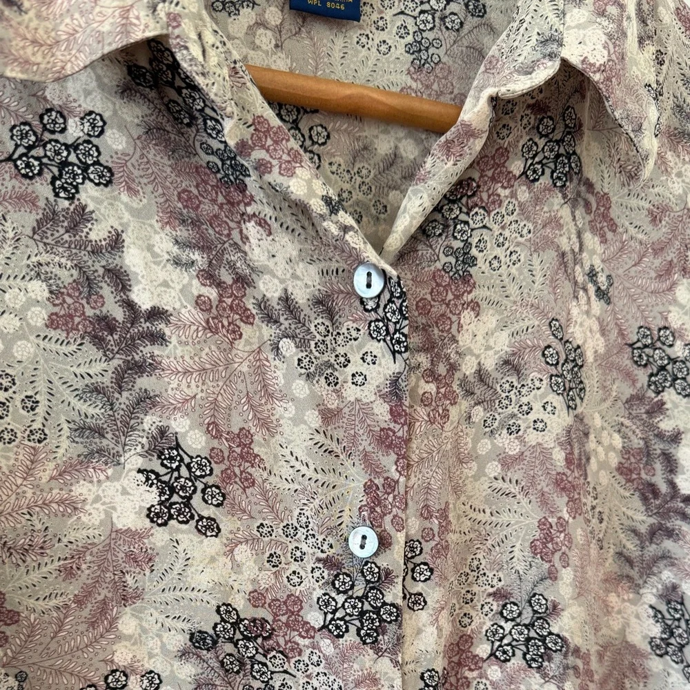 Vintage Charter Club Silk Floral Button Down Blouse Size 10